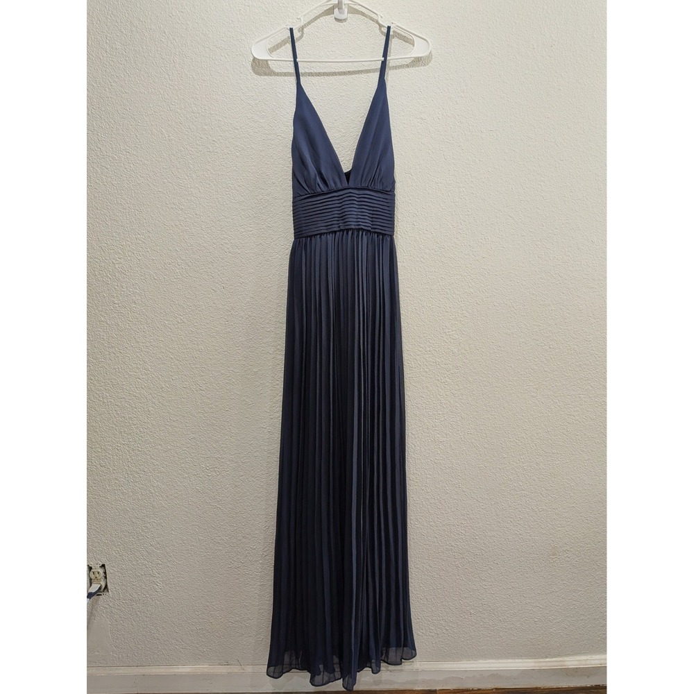 NWT Lulus Depths of My Love Navy Maxi Dress XL V Neck Cross back Formal Prom - Picture 4 of 14